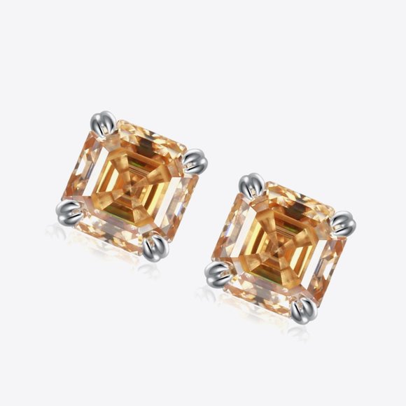 2 Carat Moissanite Platinum-Plated Square Earrings For Women - Picture 2 of 4